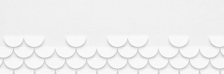White abstract 3D paper cut fish scale pattern background with soft shadows, art deco wave design © Abdul