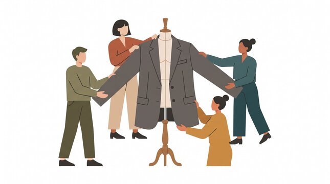 Abstract teamwork for genderless fashion design flat vector