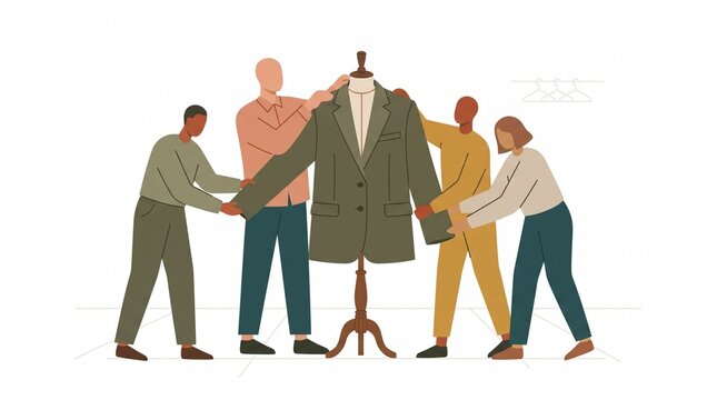 Abstract teamwork for genderless fashion design flat vector