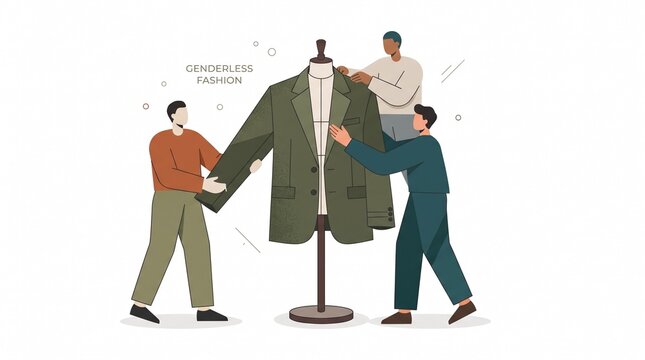 Abstract teamwork for genderless fashion design flat vector