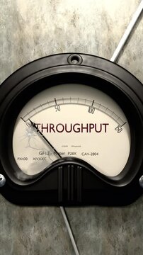 Throughput meter showing low levels of throughput. Minimum and decreasing throughput value, below the norm. Lack of throughput. None of it, insufficient.