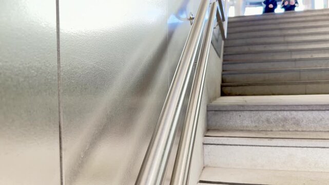 Urban Steel Staircase at Hakaniemi Metro Station in Kallio, Helsinki