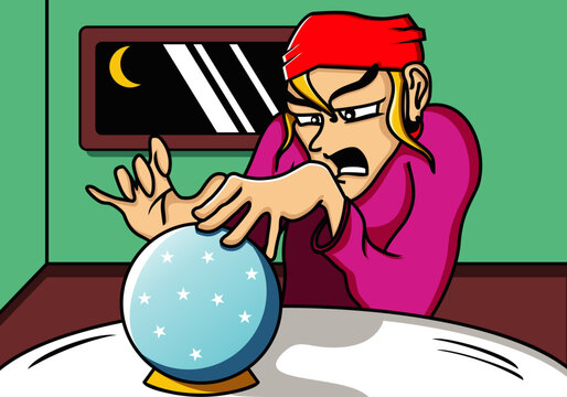Mystic fortune teller with crystal ball and candle vector