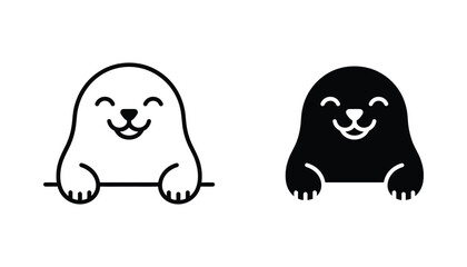 Fototapeta premium Mole vector icon isolated on white Black and white outline line art and solid glyph silhouette