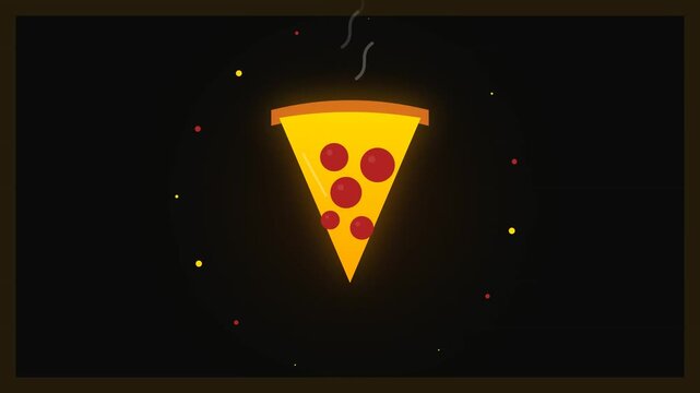 Floating Pizza Slice Animation Featuring Pepperoni Topping for Fast Food Digital Marketing Advertising Campaign and Restaurant Promotional Content