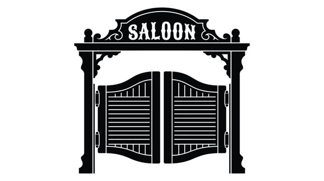Western Saloon Entrance Silhouette With Decorative Elements Black Silhouette