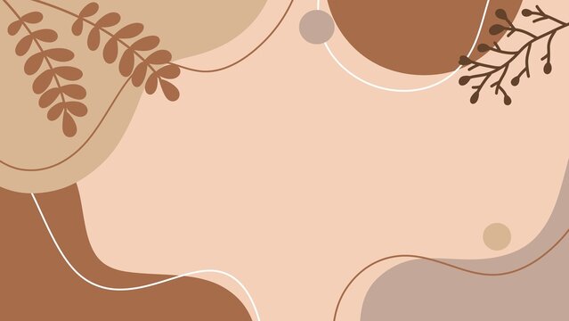 Elegant Earth Tone Background with Delicate Brown Botanicals and Abstract Forms