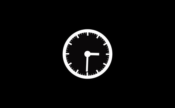 Time lapse of spinning clock animation in 12 Hour.  Seamless motion animated footage clock icon animation on black background. 