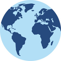 Obraz premium Minimalist flat vector illustration of the planet earth showing continents in blue colors on a light background
