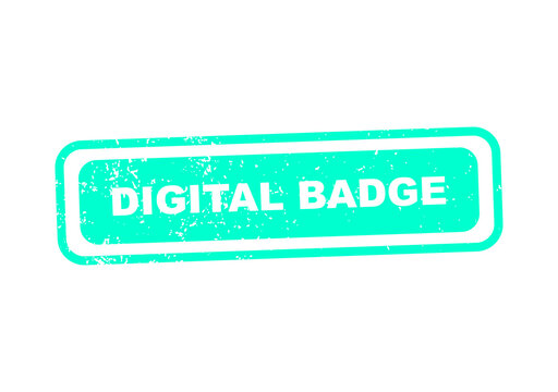Digital badge with vintage stamp effect in teal color illustration