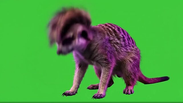 Punk rock meerkat with purple mohawk.