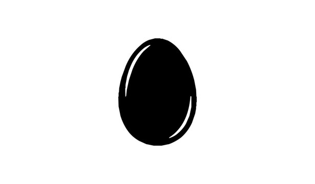 Minimal Geometric Ostrich Egg Black Silhouette Icon Isolated on White Background for Farm Wildlife and Food Vector Design