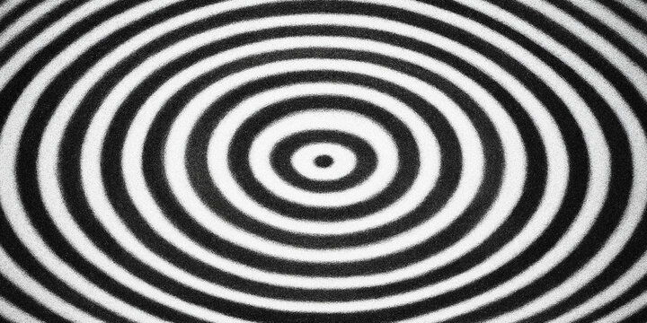 Abstract black and white hypnotic circle pattern with concentric rings and optical illusion