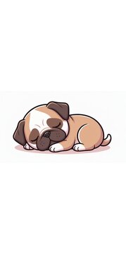 Illustrasi seekor anak anjing pug dengan background putih