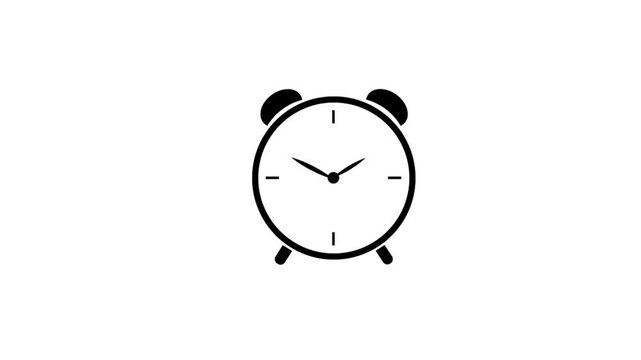 Simple black alarm clock centered on a white background for time and productivity