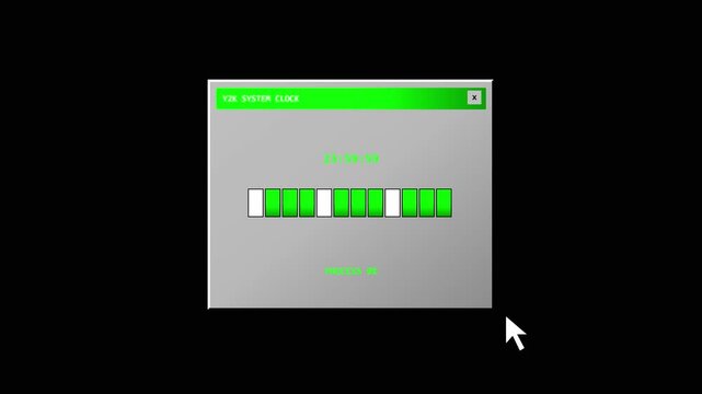 Y2K system clock countdown to year 2000 animation loop