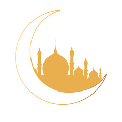 Ramadan crescent moon mosque silhouette eid mubarak islamic icon png © Farjana