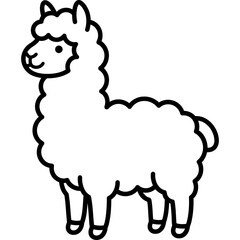 Fototapeta premium Cute alpaca outline drawing for kids coloring