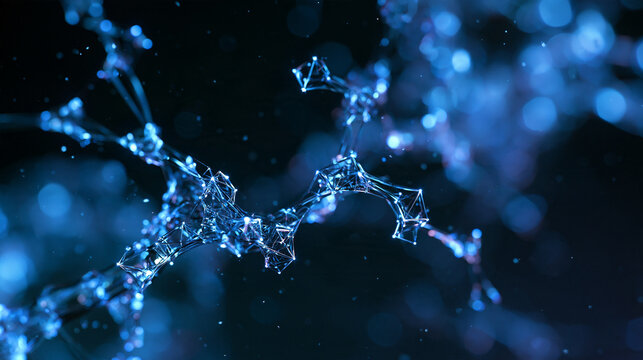 Abstract Molecular Structure with Glowing Blue Connected Nodes