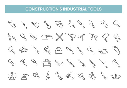Tool and Instrument line icons set. Vector icons set