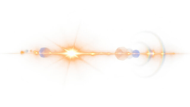 Cinematic horizontal lens flare light overlay for film and creative design