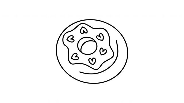 outline donut with hearts