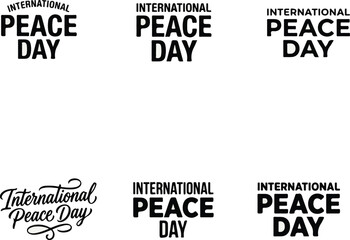 Obraz premium Collection of grunge style international peace day typographic designs and illustrations