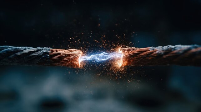 Electric Arc Through Broken Copper Wire