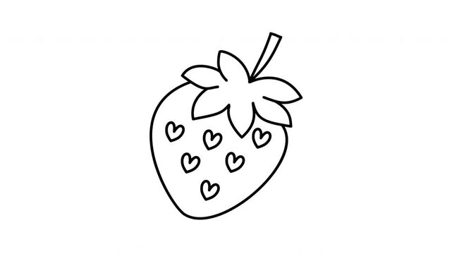 outline strawberry with heart shaped seeds