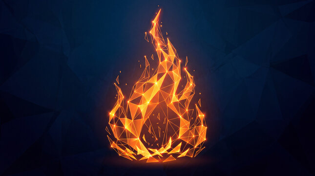 Low-Poly Geometric Flame Illustration