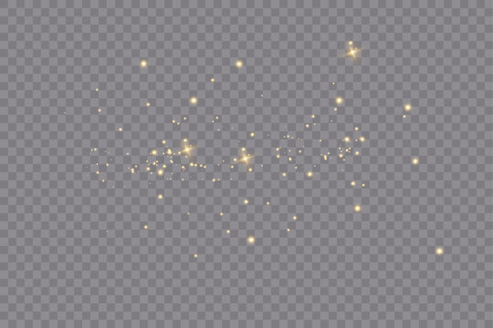 Gold sparks and golden stars glitter special light effect. Vector sparkles on transparent background. Christmas abstract.	
