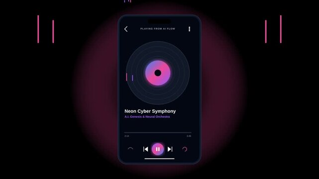 Minimalist Mobile Music Player Interface Design with Abstract Visualizer Animation for Digital Apps