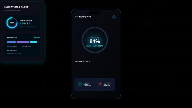 Mobile Health Fitness Application Interface Displaying Daily Activity Statistics and Sleep Data