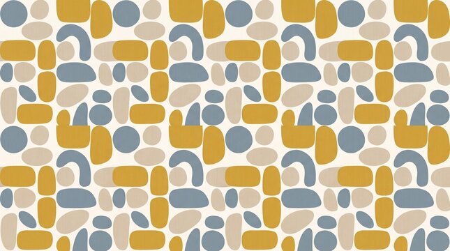 Nordic abstract minimalist geometric pattern with curved organic shapes on subtle linen texture backdrop