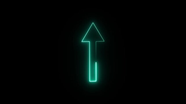Neon arrow pointing up animation. Download sign. Download direction arrows symbol neon glowing blue arrow pointing right on