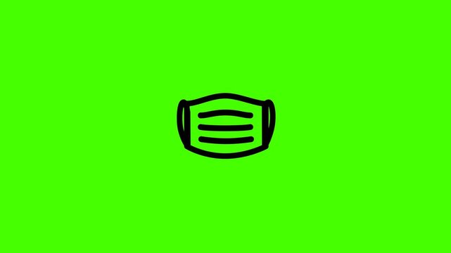 Medical mask animated icon, 4k loop video, alpha channel