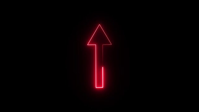 Neon arrow pointing up animation. Download sign. Download direction arrows symbol neon glowing blue arrow pointing right on