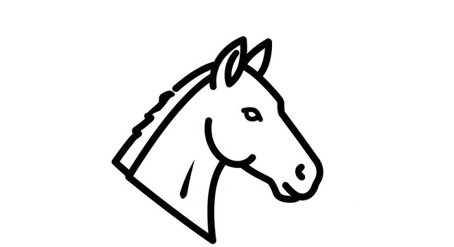 Minimalist horse icon profile in black line art style