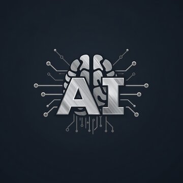 Ai technology logo with futuristic circuit design