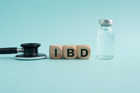 The word Inflammatory bowel disease. Medical concept, health care. Health insurance. clinics and medical businesses. chronic inflammation of the digestive tract, 