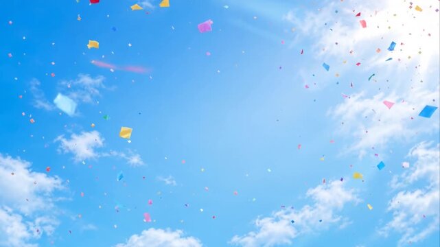 紙吹雪が舞う空