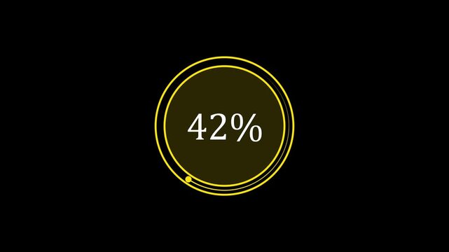 Circular progress indicator animation displays thirty three data. System software buffering updates the circular progress indicator. Digital file download status runs on this progress indicator.