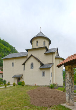 Moraca monastery in mountains of Montenegro.
