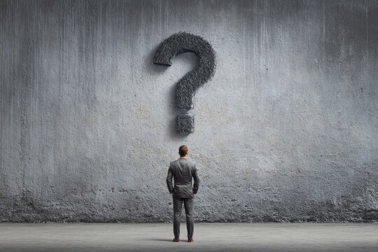 question mark and businessman