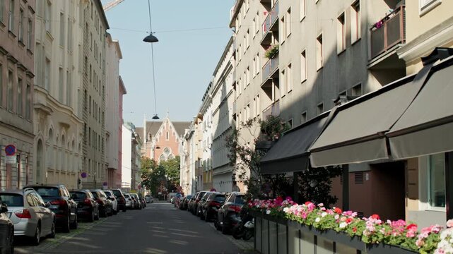 Urban cityscape of Vienna Austria with beautiful historic buildings and old streets in the city center showing European architecture and tourist attractions of the capital