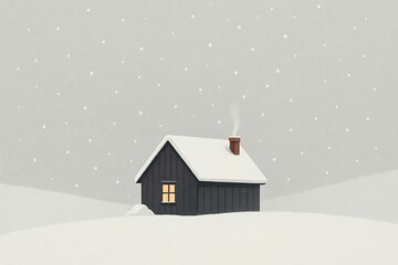 Fototapeta premium Cozy cabin amidst snowy landscape.