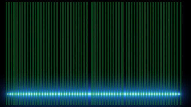 Abstract digital background with vertical green lines and glowing blue horizontal light pulse animation effect