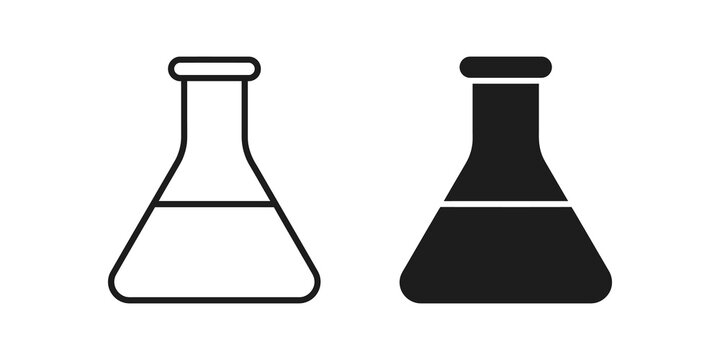 Chemical laboratory beaker icon for scientific research and experiment.