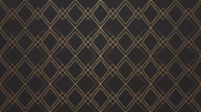 Seamless golden metallic geometric line pattern surface for modern luxury wallpaper background