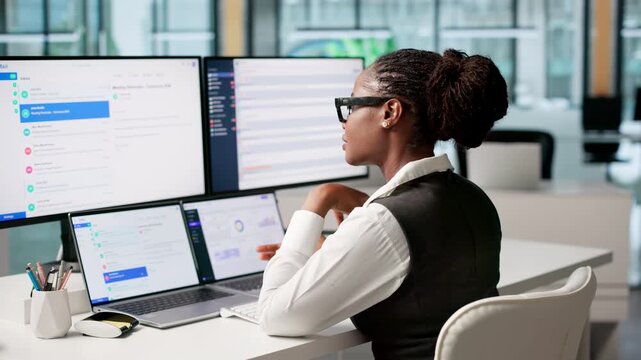 Marketing Manager Solving Client Email Problems On Laptop